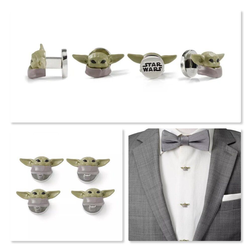 ✨CUFFLINKS, INC. ✨ NEW! Star Wars 3D Grogu Baby Yoda Tuxedo Stud Set